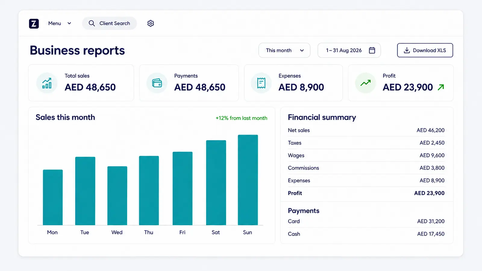 Barbershop reporting dashboard screenshot